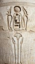 Egyptian hieroglyphic carvings on a temple wall Royalty Free Stock Photo