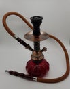 Egyptian Hookah Shisha bronze and red Royalty Free Stock Photo