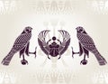 Egyptian Horus and Scarab stencil