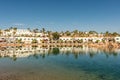 Egyptian hotel at tropical resort. Building and a recreation area by the red sea Royalty Free Stock Photo