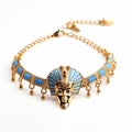 Egyptian Inspired Gold And Blue Anklet Jewelry