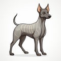 Egyptian-inspired Grey Small Dog Illustration With Fawncore Aesthetic