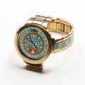 Egyptian Inspired Pharaoh Bracelet Watch With Golden Bezel Royalty Free Stock Photo