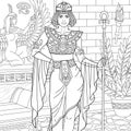 Egyptian lady adult coloring book page