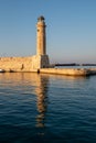 The Egyptian lighthouse at the old harbor of Rethimno. Crete, Greece Royalty Free Stock Photo