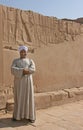 Egyptian Man guarding entrance to Philae Temple Royalty Free Stock Photo