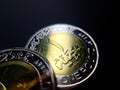 egyptian money one pound coin on black background isolated , macro Royalty Free Stock Photo