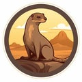 Egyptian Mongoose Sticker In Flat Design