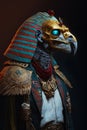 Egyptian mummy Skull in Golden bones and white fabrics