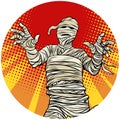 Egyptian mummy walking pop art avatar character icon Royalty Free Stock Photo