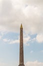 Egyptian obelisk located at Place de la Concorde, Paris, France on a cloudy day Royalty Free Stock Photo