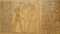 an egyptian painting of two men and a woman Royalty Free Stock Photo