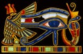 Egyptian papyrus with the Eye of Horus, also known as the eye of god Ra. Royalty Free Stock Photo