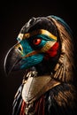 Egyptian Pharaoh Horus Eagle God in Golden mask and Accessories