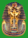 Egyptian pharaoh Tutankhamun burial mask on green background