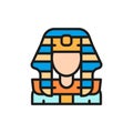 Egyptian pharaohs mask, Tutankhamun color line icon. Royalty Free Stock Photo