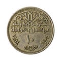10 egyptian piastre coin obverse isolated