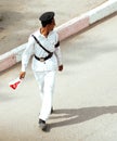 Egyptian police man walking in cairo in egypt