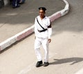 Egyptian police man walking in cairo in egypt