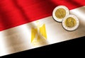 Egyptian pound on the flag. Royalty Free Stock Photo