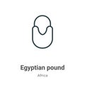 Egyptian pound outline vector icon. Thin line black egyptian pound icon, flat vector simple element illustration from editable Royalty Free Stock Photo