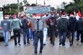 Egyptian protestor flash victory sign