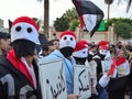 Egyptian protestors holding protest signs