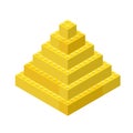 Egyptian pyramid assembled from yellow plastic blocks in isometric style for print, education and games. Vector