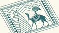 Egyptian Pyramid and Camel Motif in Geometric Pattern, vector design Generative AI Royalty Free Stock Photo