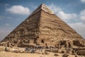 Egyptian pyramid of Cheops, general view of the pyramid, generative AI.