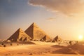 Egyptian pyramid in sand desert and clear sky Royalty Free Stock Photo
