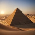 Egyptian pyramid in sand desert and clear sky made with Generative AI Royalty Free Stock Photo