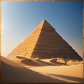 Egyptian pyramid in sand desert and clear sky made with Generative AI Royalty Free Stock Photo