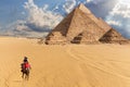 Egyptian Pyramids in the desert of Giza, fantasy view