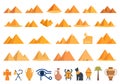Egyptian pyramids icons set cartoon vector. Ancient world