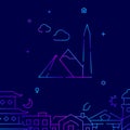 Egyptian pyramids and obelisk gradient line icon, vector illustration Royalty Free Stock Photo