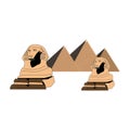 Egyptian pyramids and sphynx on white background Royalty Free Stock Photo