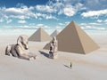 Egyptian Pyramids and Statues