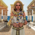 Egyptian Queen Cleopatra Pharaoh holding signs of power Royalty Free Stock Photo