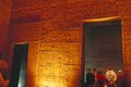 Egyptian Relief and Tourists inside Philae Temple