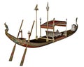 Egyptian sacred barge with throne - 3D render Royalty Free Stock Photo