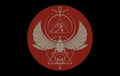 Egyptian sacred Scarab and Eye Of Horus, winged beetle vector illustration logo design, Egyptian hieroglyphs. Old Symbols