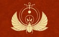 Egyptian Sacred Scarab Wall Art Design. Beetle With Wings. Vector Illustration Logo, Personifying The God Khepri. Symbol