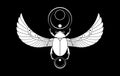 egyptian sacred Scarab colorful design on precious stones, logo beetle with wings. Vector personifying the god Khepri