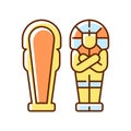 Egyptian sarcophagus RGB color icon