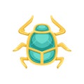 Egyptian scarab beetle, sacred bug a symbol of the sun vector Illustration