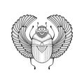 Egyptian Scarab Tattoo hand drawn outline design element