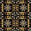 Egyptian seamless pattern. African tribal ethnic vector background with abstract shapes, hieroglyphs, symbols, signs. Geometric Royalty Free Stock Photo