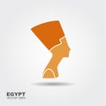 Egyptian silhouette icon. Queen Nefertiti. Vector flat icon