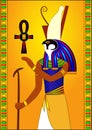 Egyptian sky god Horus with What-Scepter and Ankh Royalty Free Stock Photo